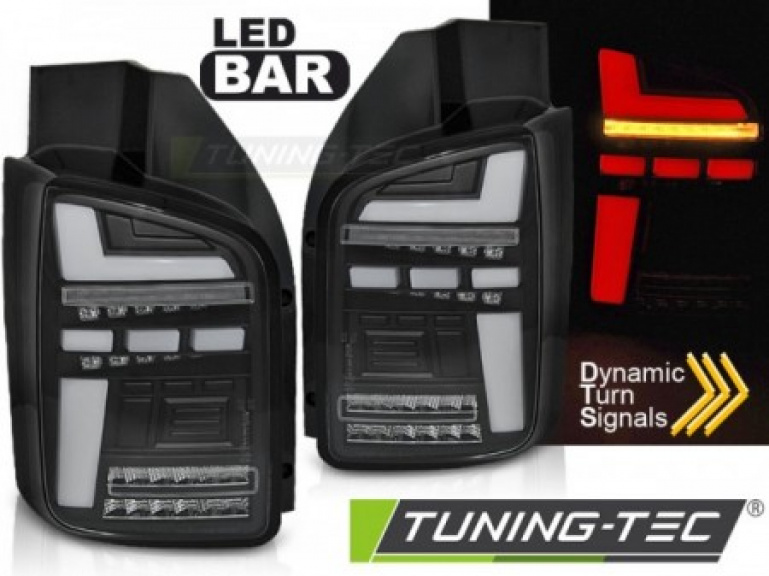 Voll LED Lightbar Design Rückleuchten für VW T5 Facelift (GP) 10-15 schwarz/klar mit dynamischem Blinker